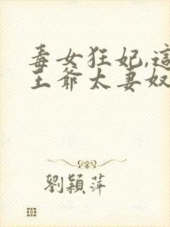 毒女狂妃,这个王爷太妻奴