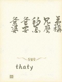 爸爸的兄弟的老婆要怎么称呼封面