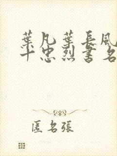 叶凡叶长风一门十忠烈书名叫什么封面