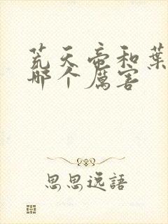 荒天帝和叶天帝哪个厉害封面