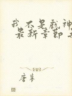 我不是戏神小说 最新章节 无弹窗