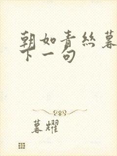 朝如青丝暮成雪下一句封面