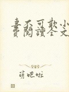 妻不可欺小说免费阅读全文