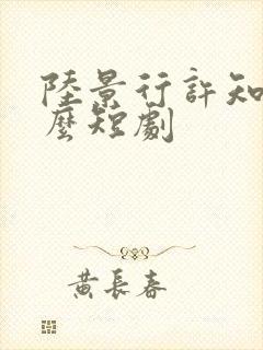 陆景行许知意什么短剧