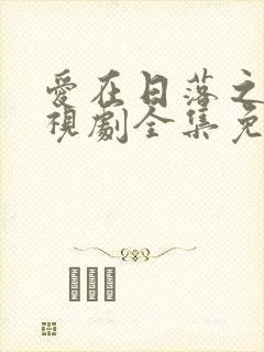 爱在日落之前电视剧全集免费观看封面