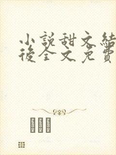 小说甜文结局以后全文免费阅读封面