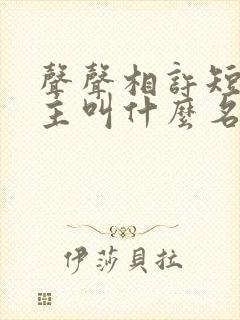 声声相许短剧男主叫什么名字