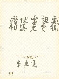 潜伏电视剧全集40集免费观看封面