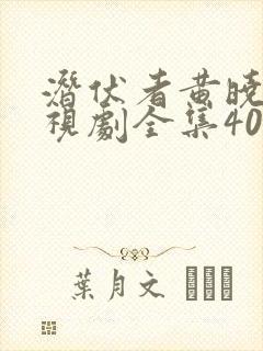 潜伏者黄晓明电视剧全集40集免费观看