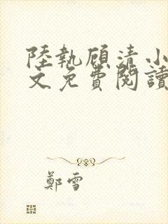 陆执顾清小说全文免费阅读