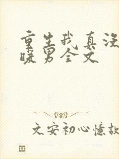 重生我真没想当暖男全文