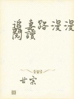 追妻路漫漫免费阅读