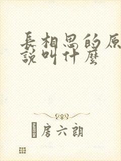 长相思的原著小说叫什么
