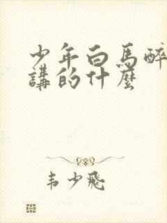 少年白马醉春风讲的什么封面