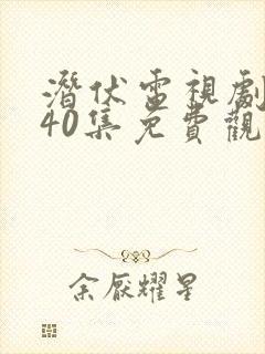 潜伏电视剧全集40集免费观看55