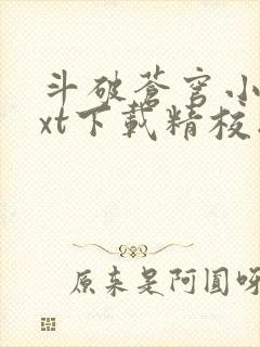 斗破苍穹小说txt下载精校版