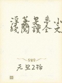 浮华是梦小说在线阅读全文