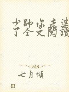 少帅你老婆又跑了全文阅读免费封面