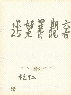 你好星期六2025免费观看完整版高清封面