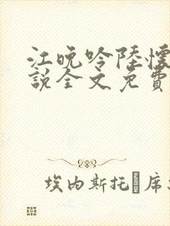 江晚吟陆怀璟小说全文免费阅读