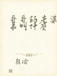 哥哥的老婆的弟弟叫什么封面