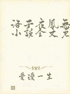 洛子夜凤无俦的小说全文免费阅读封面