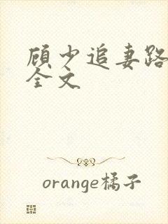 顾少追妻路漫漫全文