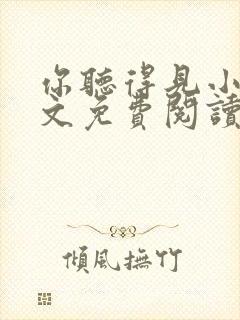 你听得见小说全文免费阅读无弹窗