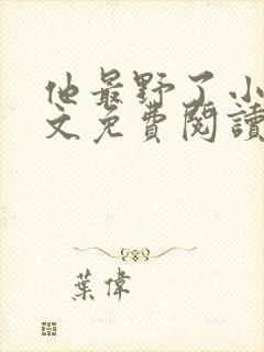 他最野了小说全文免费阅读无弹窗