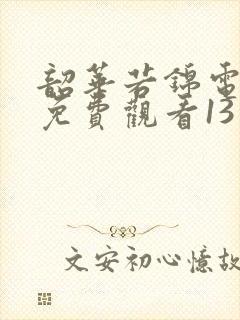 韶华若锦电视剧免费观看13