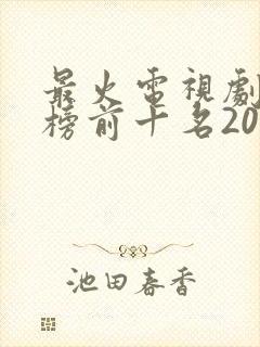 最火电视剧排行榜前十名2024封面