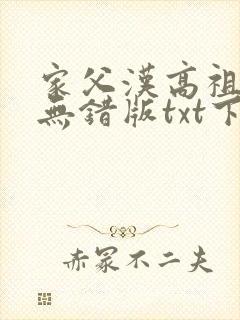家父汉高祖精校无错版txt下载