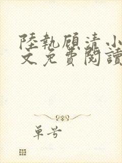 陆执顾清小说全文免费阅读