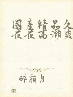 国产精品久久久夜夜高潮爽爽爽封面