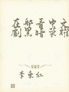 在哪看中文版韩剧黑暗荣耀第二季