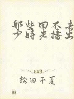 那些回不去的年少时光播出时间封面