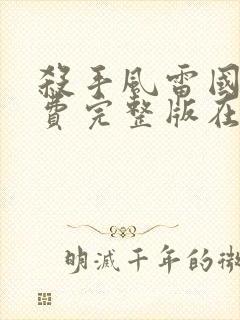 杀手风雷国语免费完整版在线观看