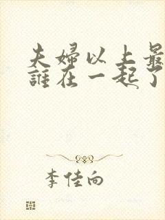 夫妇以上最后和谁在一起了封面