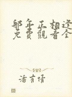 那年正相逢短剧免费观看全集