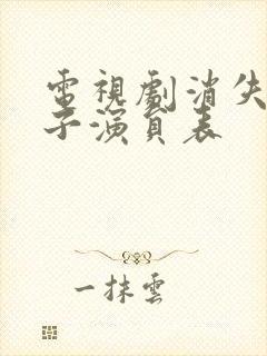 电视剧消失的孩子演员表