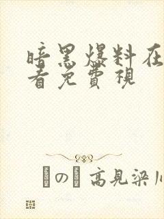 暗黑爆料在线观看免费视