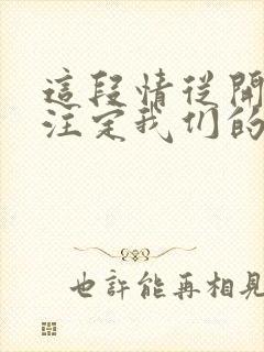 这段情从开始就注定我们的爱不会有结局