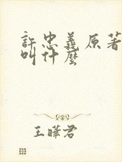 许忠义原著小说叫什么