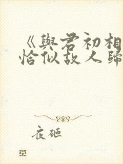 《与君初相识·恰似故人归》封面