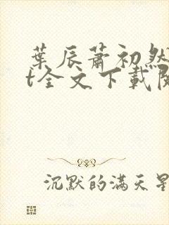 叶辰萧初然txt全文下载阅读