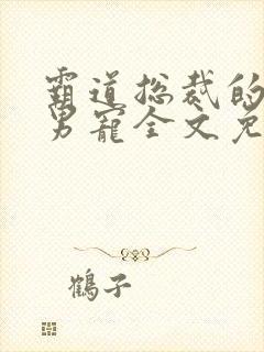 霸道总裁的极品男宠全文免费阅读