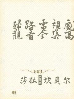 归路电视剧在线观看全集高清免费播放