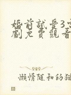 婚前试爱3电视剧免费观看全集