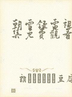 朝雪录电视剧全集免费观看完整版封面