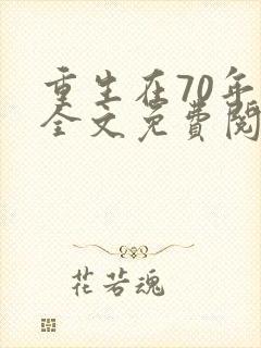 重生在70年代全文免费阅读封面
